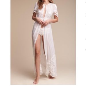 BHLDN White sheer Lace embellished Robe